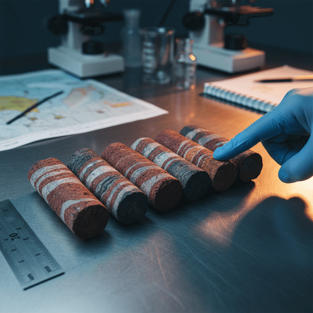 Geoscience core sample analysis in laboratory